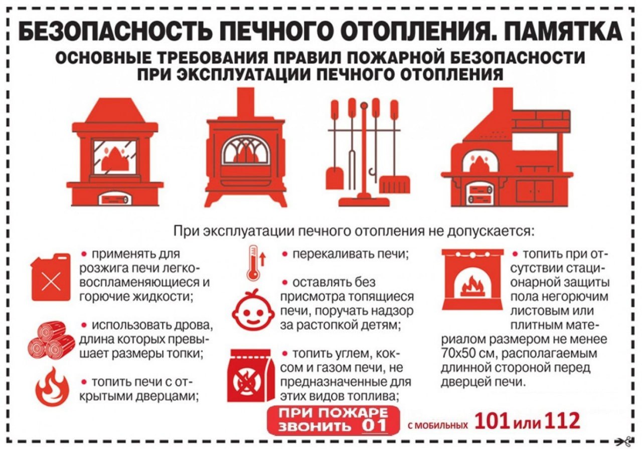 Соблюдение правил эксплуатации печей..